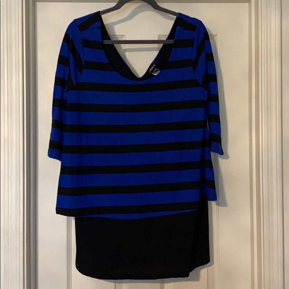 Torrid Blue Black Stripe Top Ox